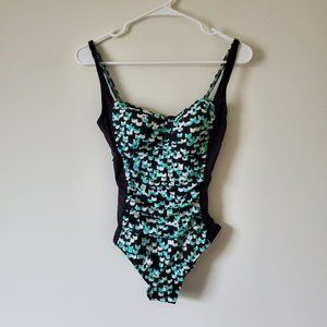 One piece swimsuit size S - Black, white, turquoise
